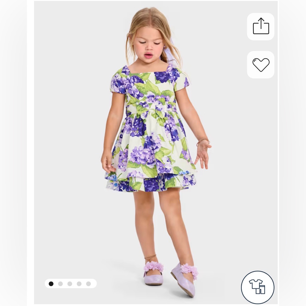 Floral Purple And Green Dress For Little Girls
